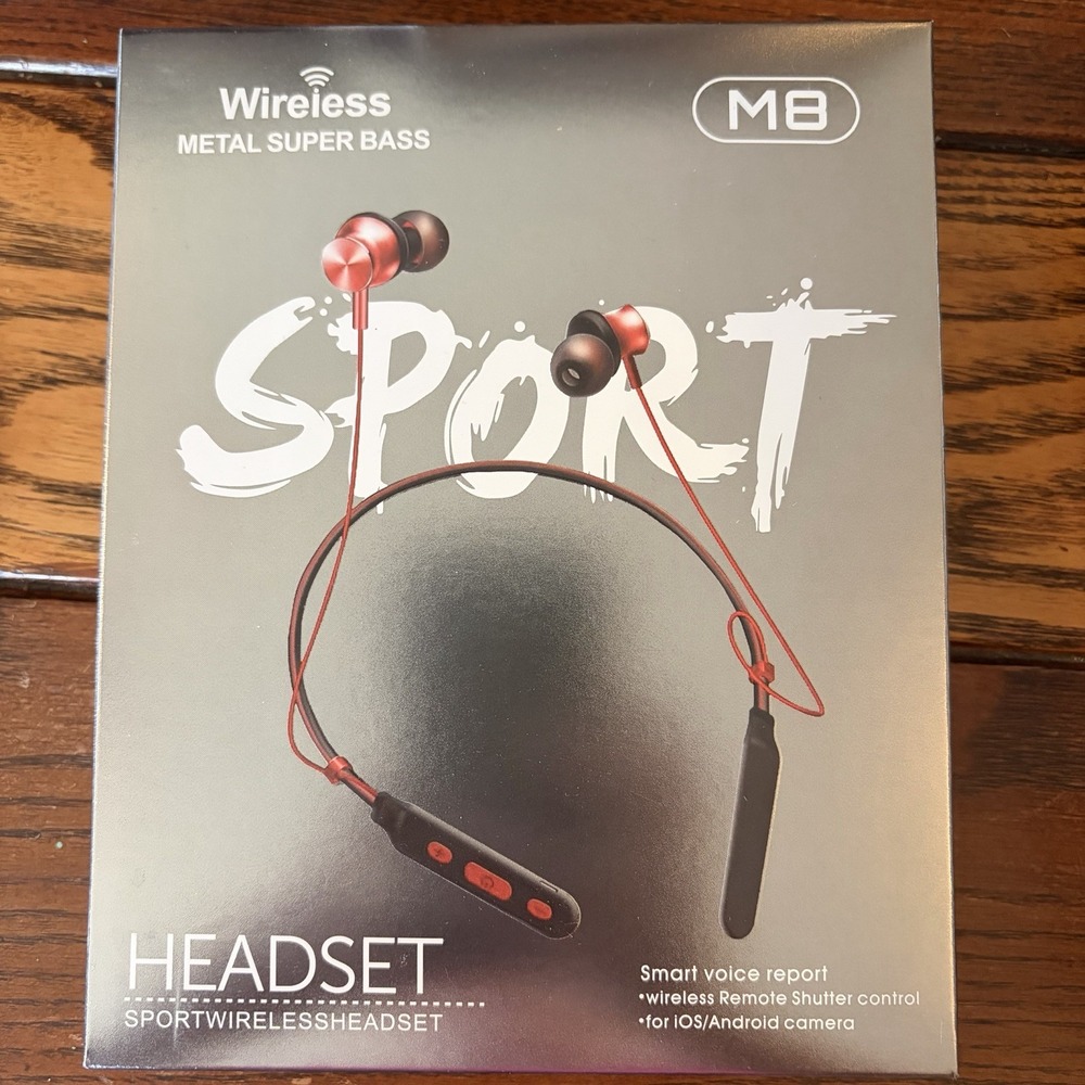 M8 Wireless Sport Headphones Unisex OS Red Bluetooth Super Bass Remote Shutter